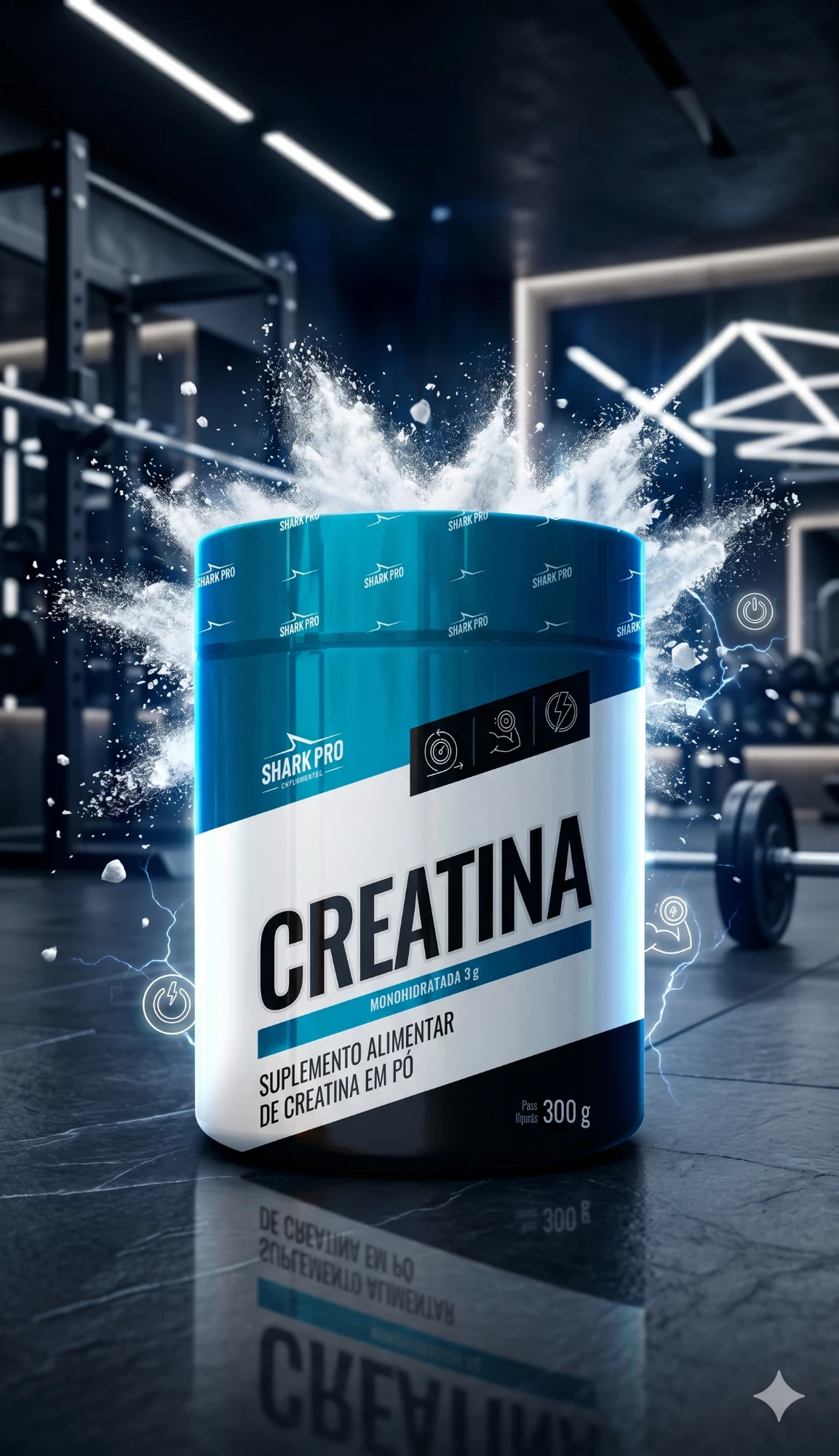 Creatina monohidratada Shark Pro para fuerza y rendimiento