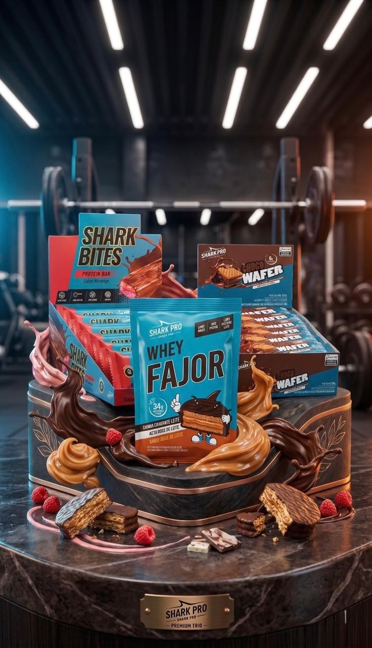 Selección de snacks proteicos Shark Pro